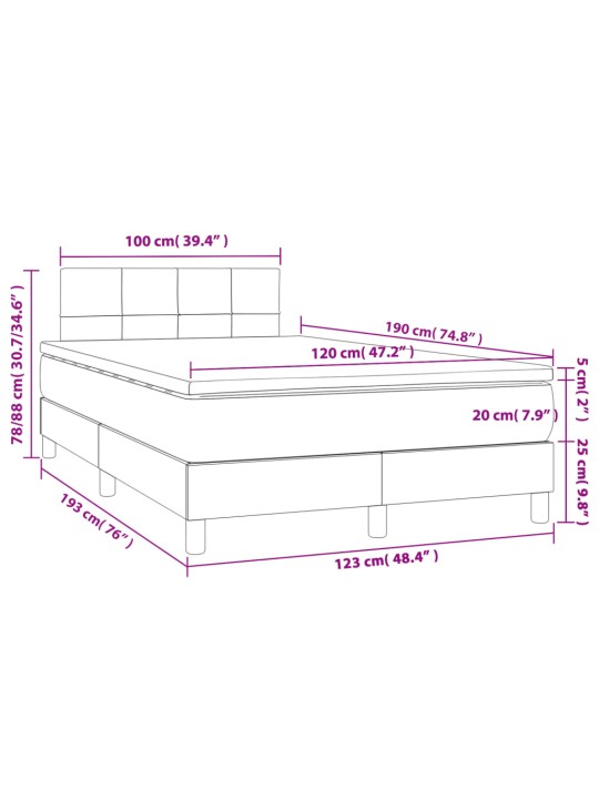 Box spring postel s matrací tmavě šedý 120x190 cm samet