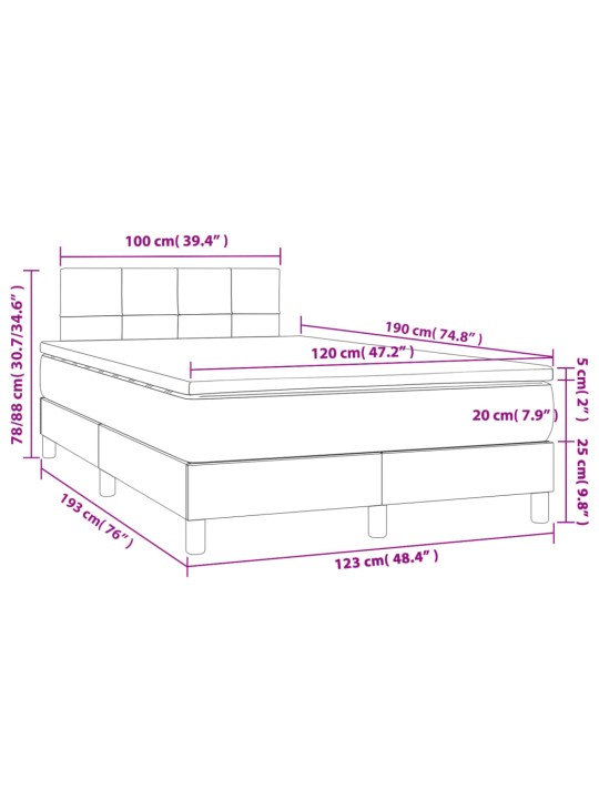 Box spring postel s matrací černá 120 x 190 cm samet