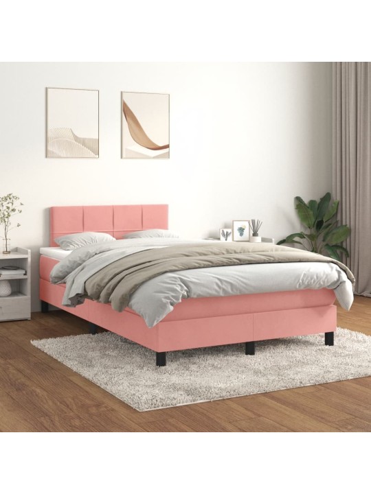 Box spring postel s matrací růžová 120x190 cm samet