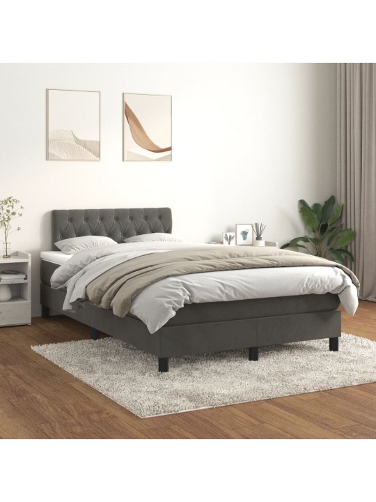 Box spring postel s matrací tmavě šedý 120x190 cm samet