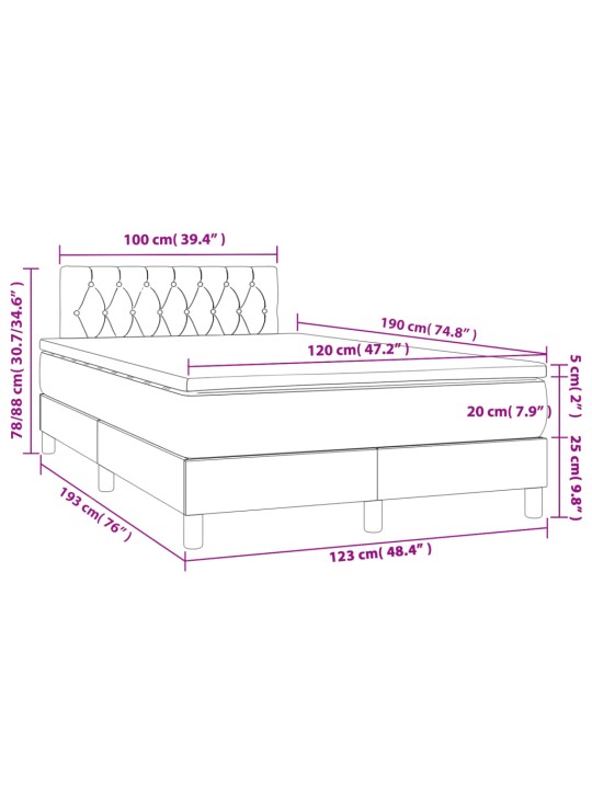 Box spring postel s matrací tmavě šedý 120x190 cm samet