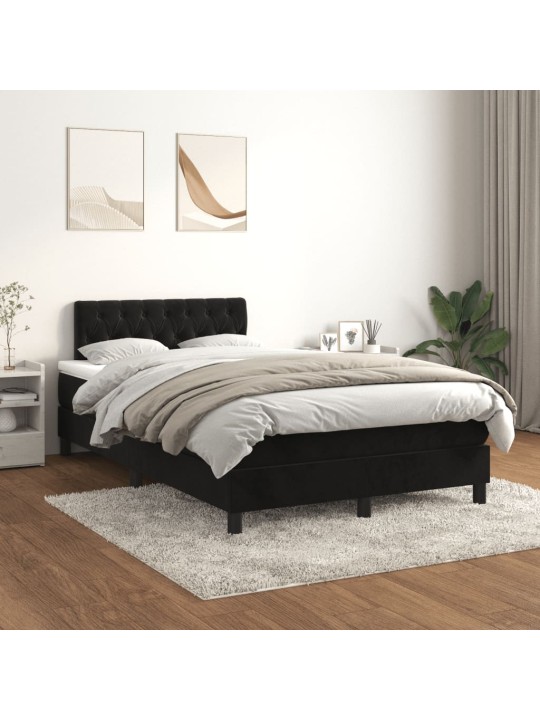 Box spring postel s matrací černá 120 x 190 cm samet