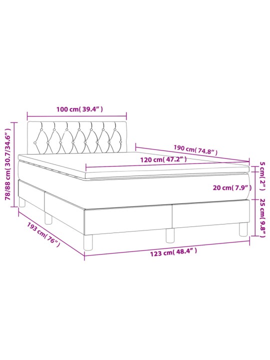 Box spring postel s matrací černá 120 x 190 cm samet