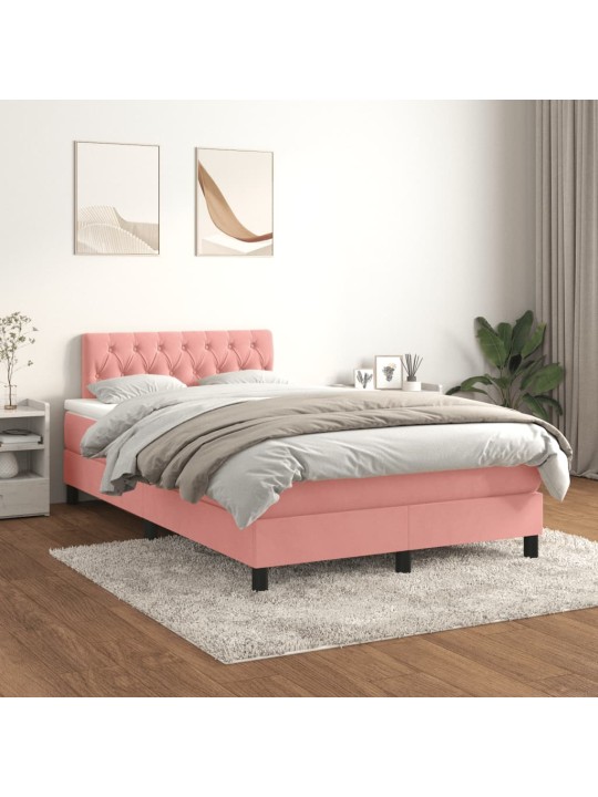 Box spring postel s matrací růžová 120x190 cm samet