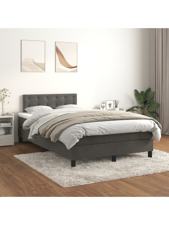 Box spring postel s matrací tmavě šedý 120x190 cm samet