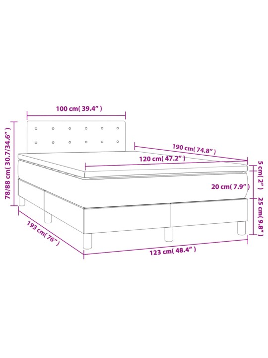 Box spring postel s matrací tmavě šedý 120x190 cm samet