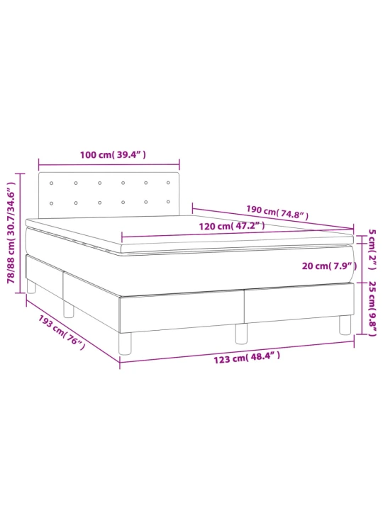 Box spring postel s matrací tmavě šedý 120x190 cm samet