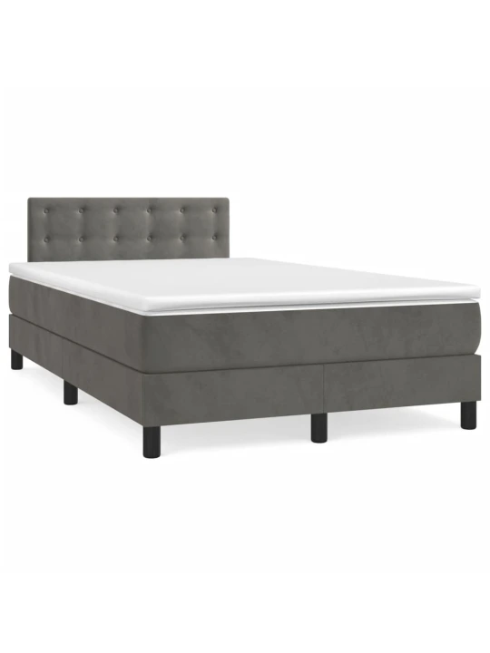 Box spring postel s matrací tmavě šedý 120x190 cm samet