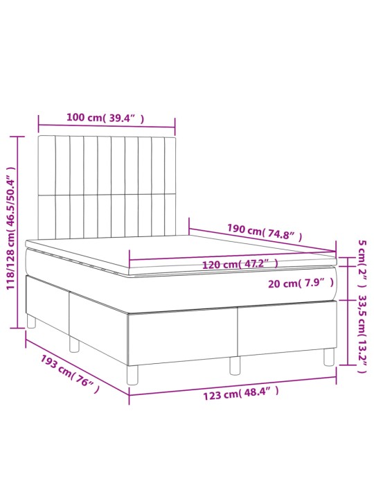 Box spring postel s matrací tmavě šedá 120x190 cm textil