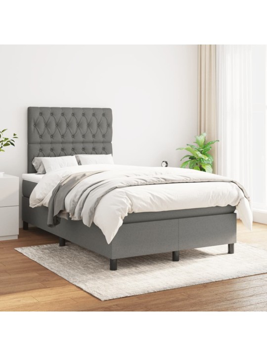 Box spring postel s matrací tmavě šedá 120x190 cm textil