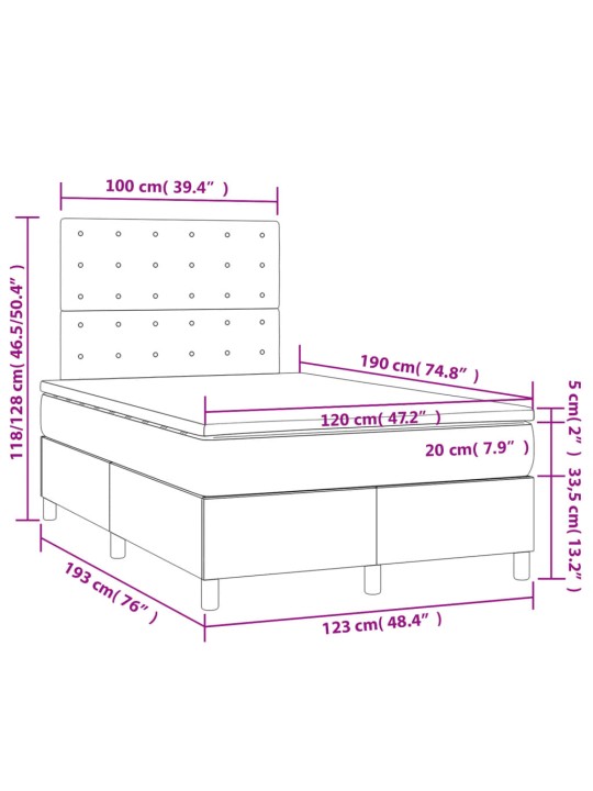Box spring postel s matrací tmavě šedá 120x190 cm textil