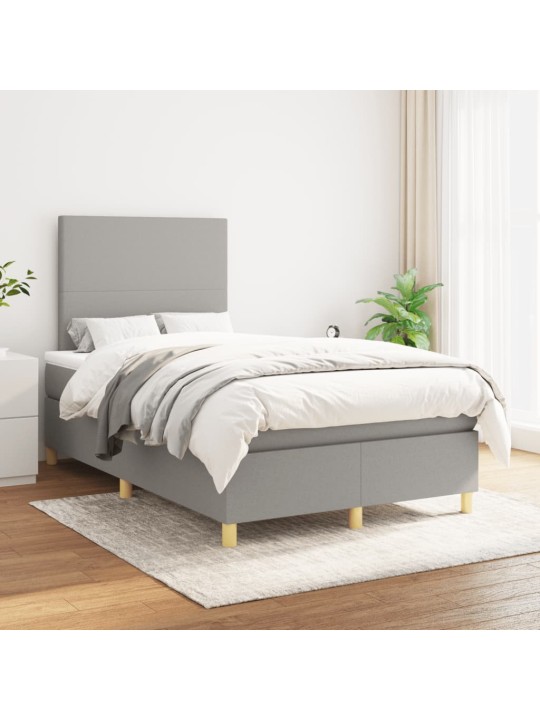 Box spring postel s matrací světle šedá 120x190 cm textil