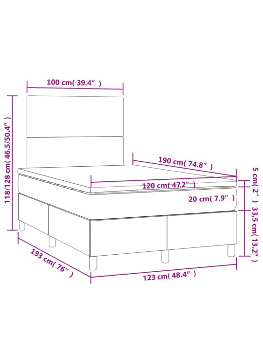 Box spring postel s matrací tmavě šedá 120x190 cm textil