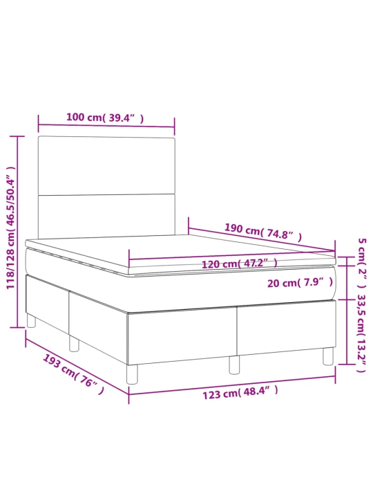 Box spring postel s matrací tmavě šedá 120x190 cm textil