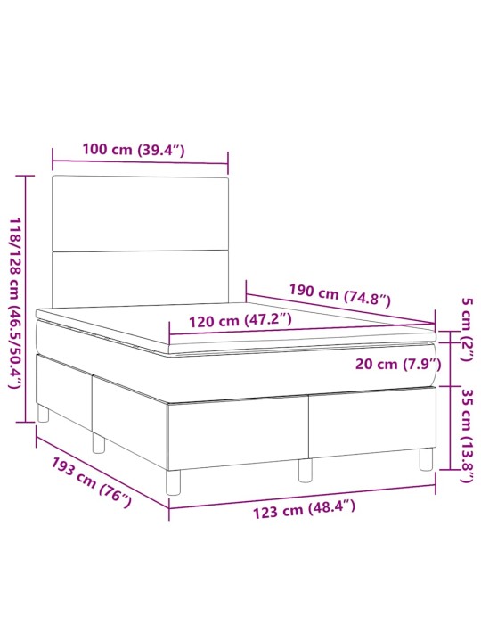 Box spring postel s matrací taupe 120x190 cm textil