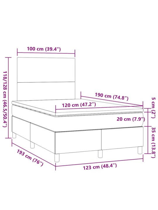 Box spring postel s matrací krémová 120x190 cm textil