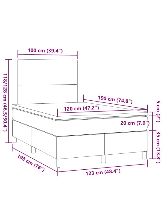 Box spring postel s matrací černá 120x190 cm textil