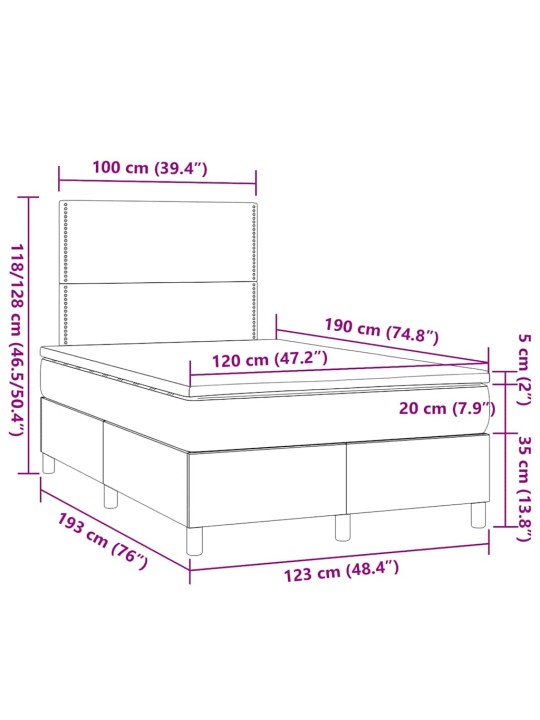 Box spring postel s matrací černá 120x190 cm textil