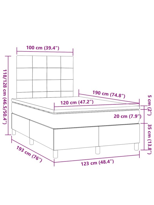 Box spring postel s matrací černá 120x190 cm textil
