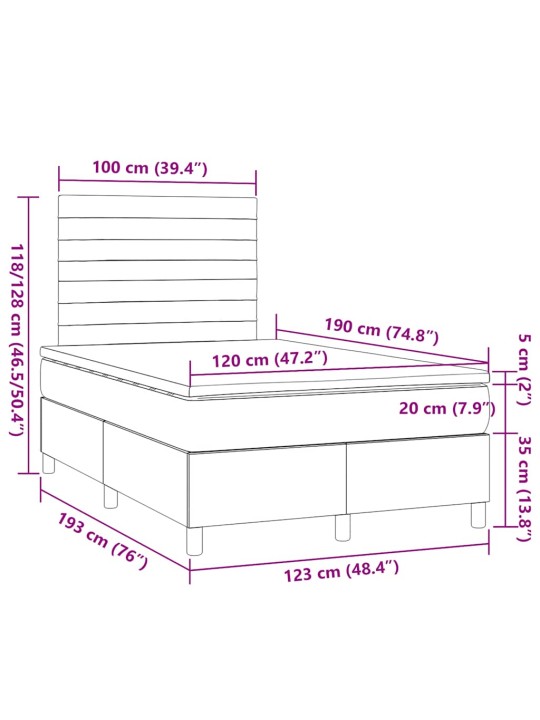 Box spring postel s matrací černá 120x190 cm textil