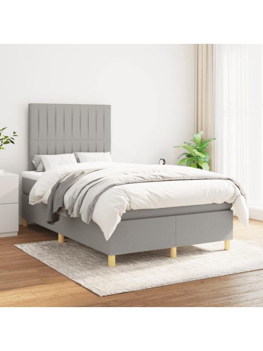 Box spring postel s matrací světle šedá 120x190 cm textil