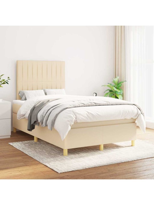 Box spring postel s matrací krémová 120x190 cm textil