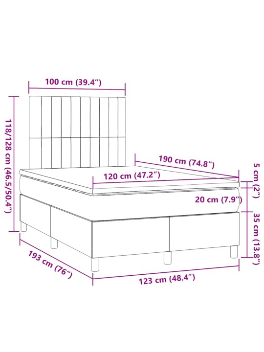 Box spring postel s matrací krémová 120x190 cm textil