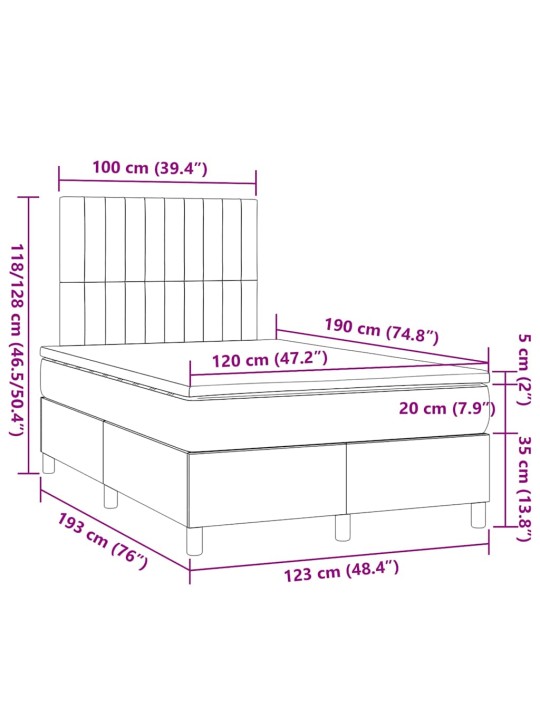 Box spring postel s matrací černá 120x190 cm textil
