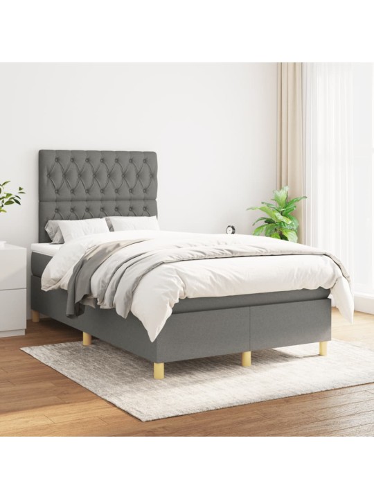 Box spring postel s matrací tmavě šedá 120x190 cm textil