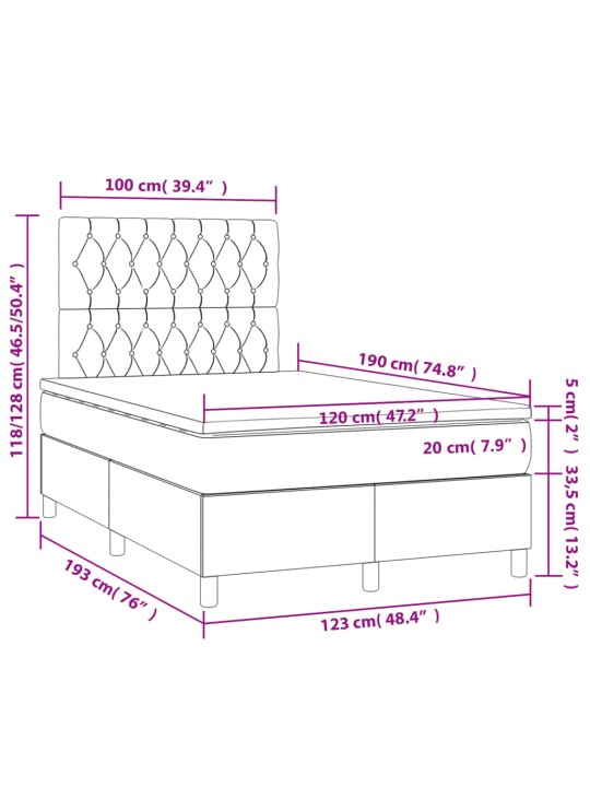 Box spring postel s matrací tmavě šedá 120x190 cm textil