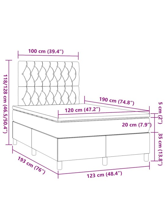 Box spring postel s matrací černá 120x190 cm textil