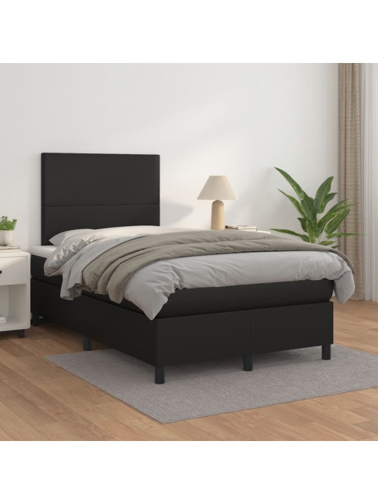 Box spring postel s matrací černá 120x190 cm umělá kůže
