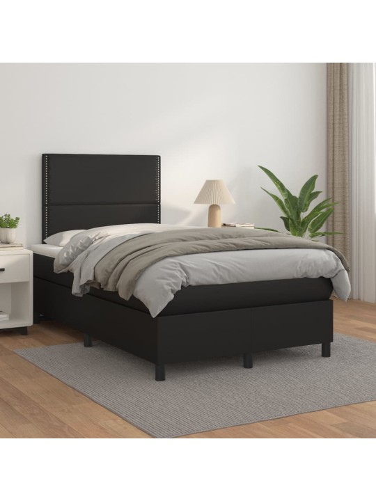 Box spring postel s matrací černá 120x190 cm umělá kůže