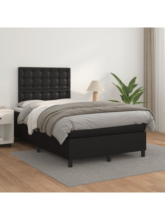 Box spring postel s matrací černá 120x190 cm umělá kůže