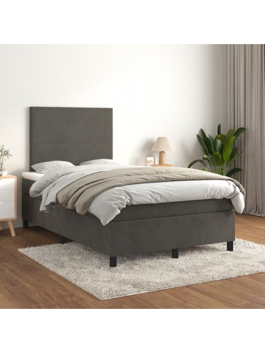Box spring postel s matrací tmavě šedý 120x190 cm samet