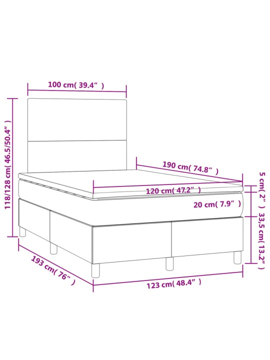 Box spring postel s matrací černá 120 x 190 cm samet