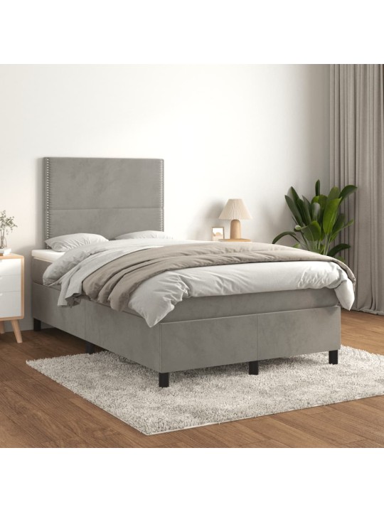 Box spring postel s matrací světle šedá 120x190 cm samet