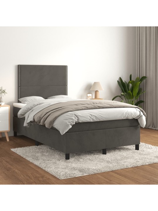 Box spring postel s matrací tmavě šedý 120x190 cm samet