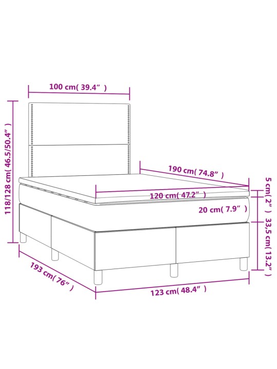 Box spring postel s matrací tmavě šedý 120x190 cm samet