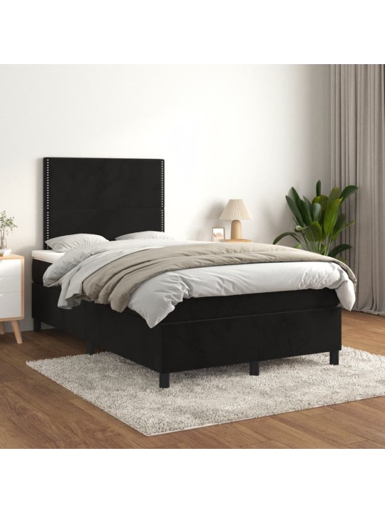 Box spring postel s matrací černá 120 x 190 cm samet
