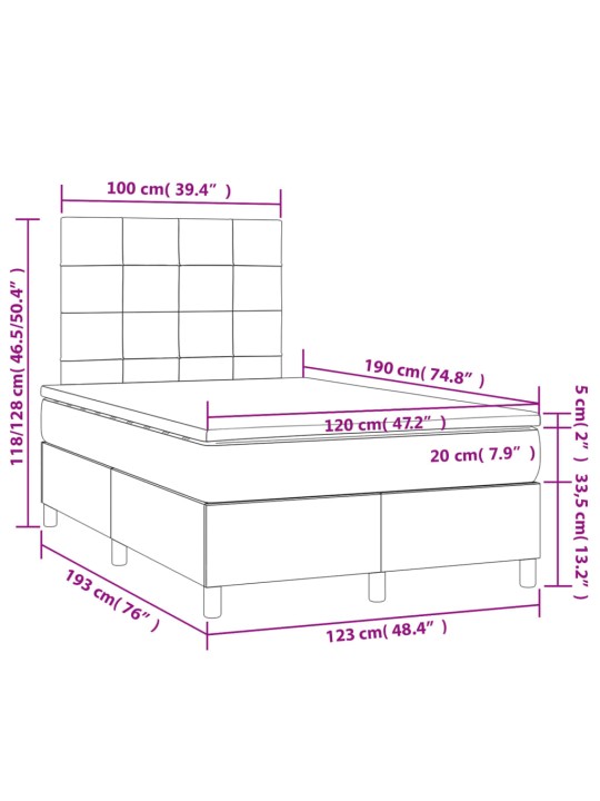 Box spring postel s matrací tmavě šedý 120x190 cm samet