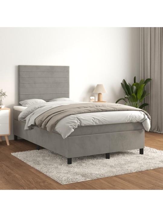 Box spring postel s matrací světle šedá 120x190 cm samet