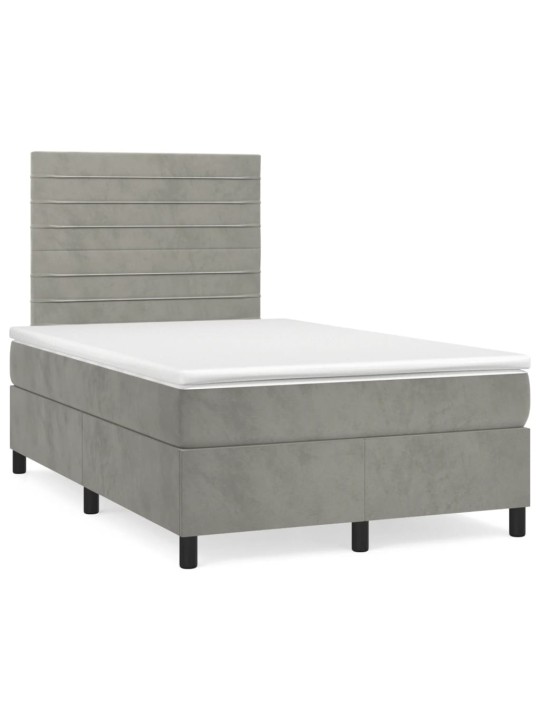 Box spring postel s matrací světle šedá 120x190 cm samet