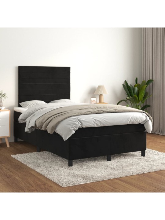 Box spring postel s matrací černá 120 x 190 cm samet