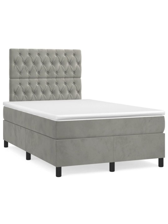 Box spring postel s matrací světle šedá 120x190 cm samet