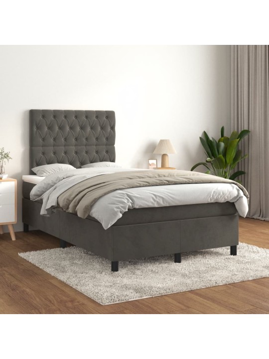 Box spring postel s matrací tmavě šedý 120x190 cm samet