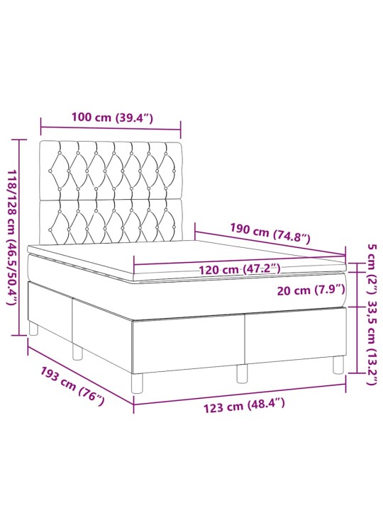 Box spring postel s matrací růžová 120x190 cm samet