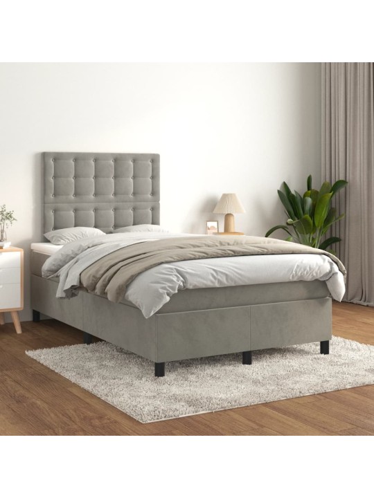 Box spring postel s matrací světle šedá 120x190 cm samet