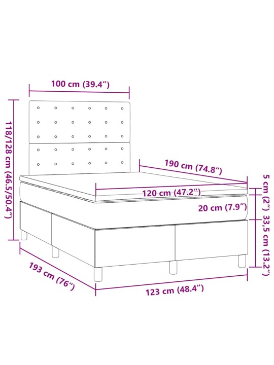 Box spring postel s matrací černá 120 x 190 cm samet
