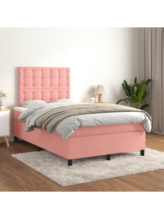 Box spring postel s matrací růžová 120x190 cm samet